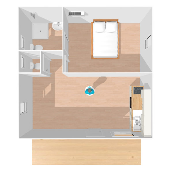 Plan Bungalow F2 de 48m²
