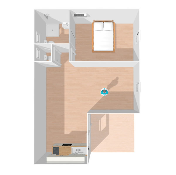 Plan Bungalow F2 Indigo 54 m²