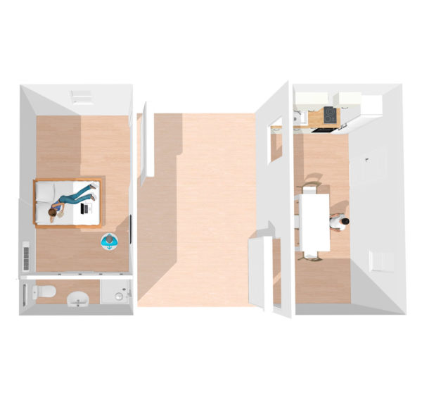 Plan Bungalow F2 Jour & Nuit 60m²