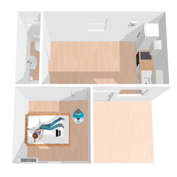Plan Bungalow F2 Océane 36m²