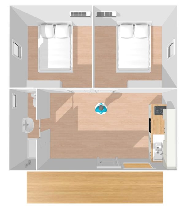Plan Bungalow F3 de 48m²