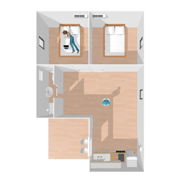 Plan Bungalow F3 Indigo 54 m²