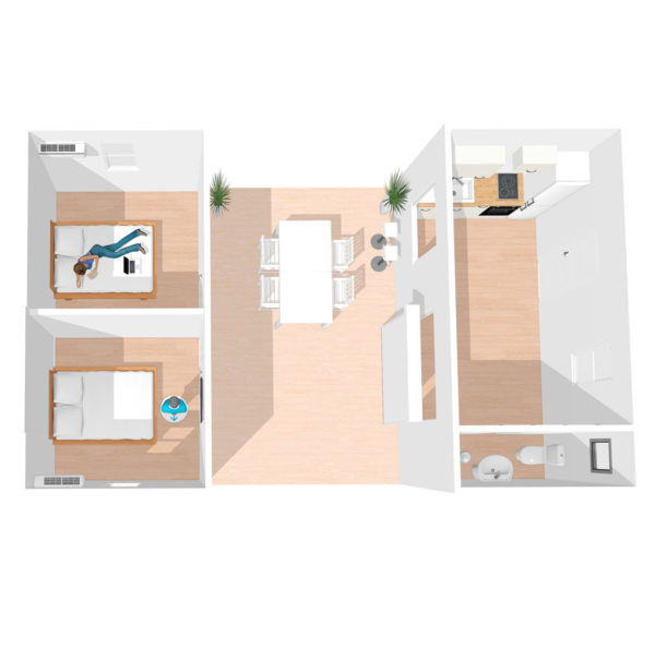 Plan Bungalow F3 Jour & Nuit 60m²
