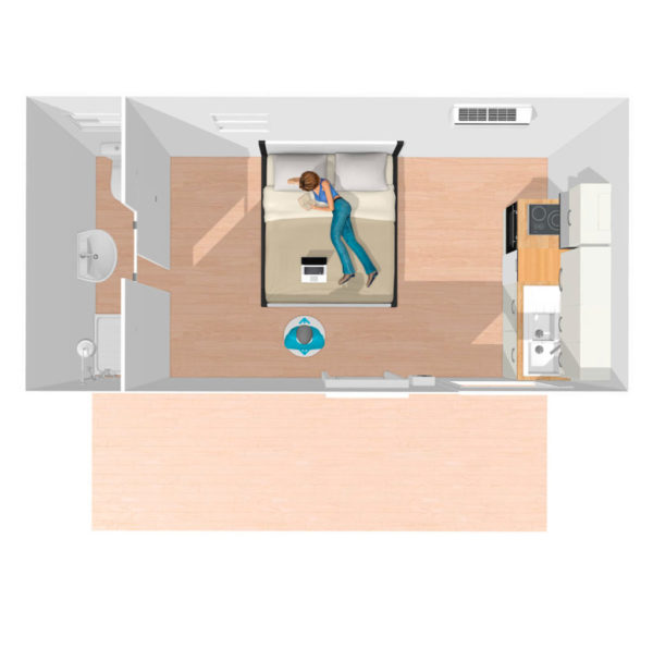 Plan Bungalow Studio - Bungalow studio moderne de 18m² habitables